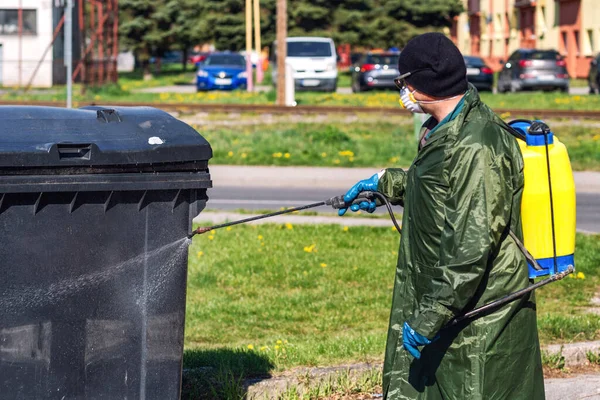 Disinfection Coronavirus Man Protective Suit — Stock Photo, Image