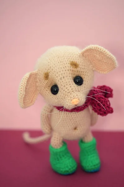 Portrait of cute  crocheting toy