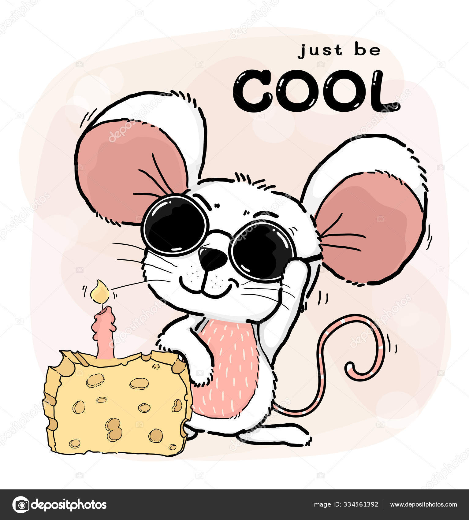 Happy Cool Cute White Pink Mice Mouse Wears Sun Glasses Stock Vector Image  by ©Natsicha #334561392