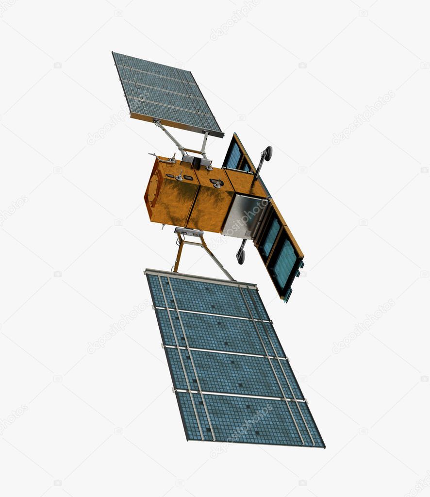 Cosmo-Skymed satellite on neutral background, 3D image, 3D rendering