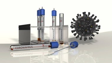 Coronavirus testleri için örnekler, 3D görüntü, 3D görüntüleme, illüstrasyon