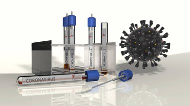 Swabs for coronavirus tests, 3D image, rendering 3D, Illustration clipart