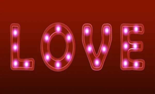 Liebe Neonlicht Retro-Banner. Valentin-Tageskarte. — Stockfoto