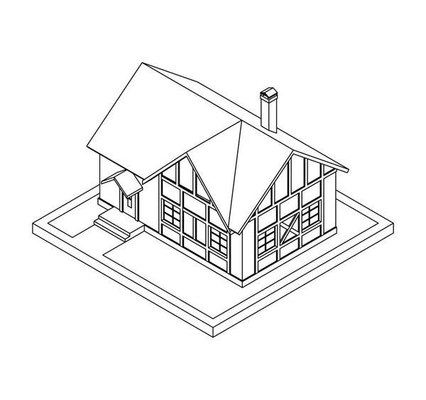 Zeichnung des Privathauses — Stockvektor