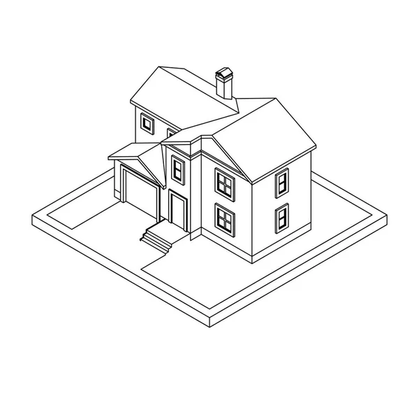 Zeichnung des Privathauses — Stockvektor