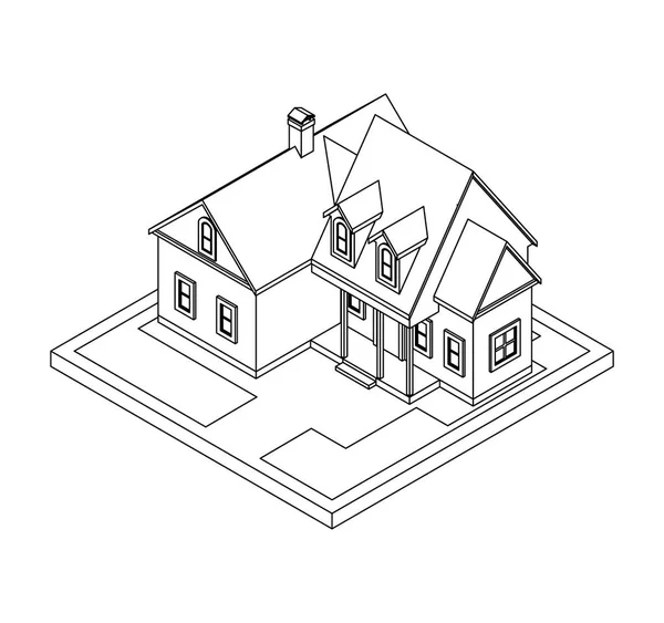 Dibujo de la casa privada — Vector de stock