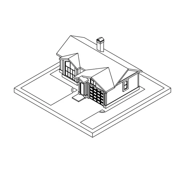 Рисунок частного дома — стоковый вектор