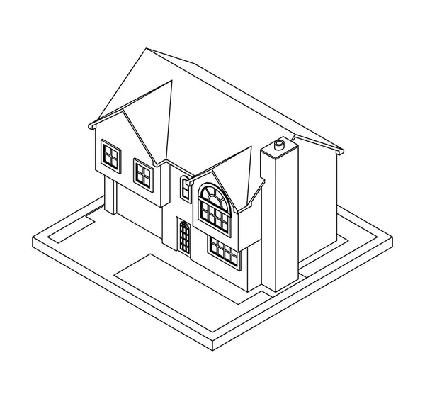 Dibujo de la casa privada — Vector de stock