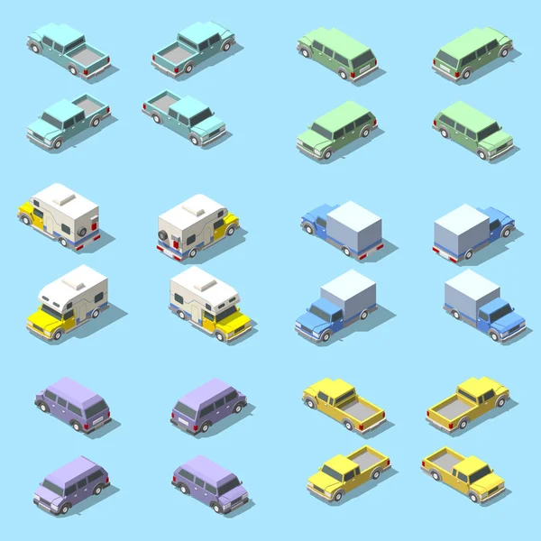 Kamyonetin vektör izometrik Icon set.