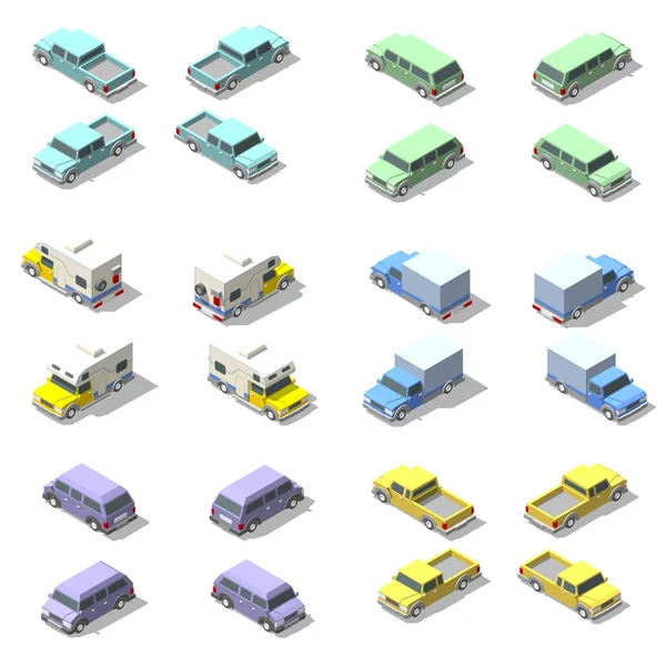 Conjunto de iconos isométricos vectoriales de camioneta . — Archivo Imágenes Vectoriales