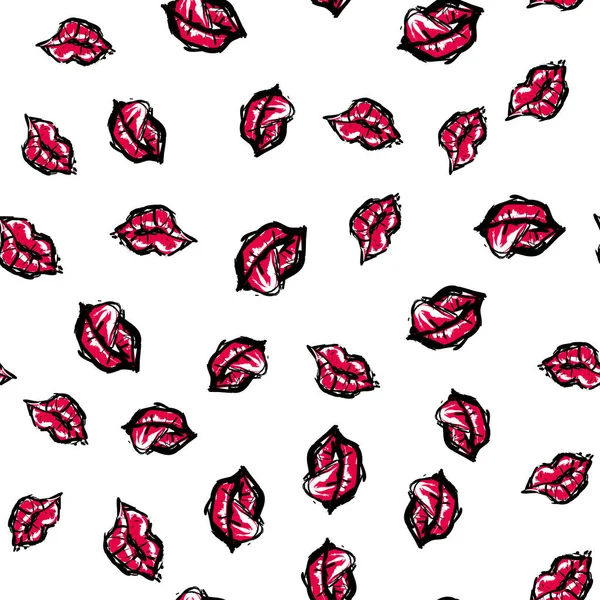 Rasgele şirin seamless modeli. Renk vektör romantik arka plan. Resimde dudaklı. Sevgililer Günü teması.