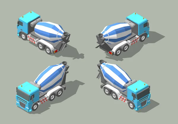 混凝土运输车搅拌机等距图标矢量图形插画设计。Infografic 元素 — 图库矢量图片
