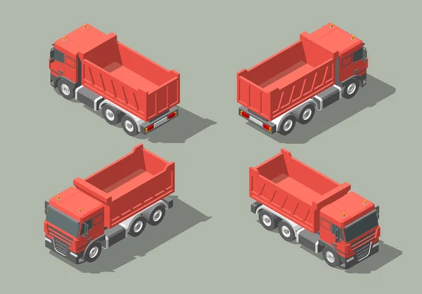 Tip truck isometric icon vector graphic illustration design. infografic — Stock Vector