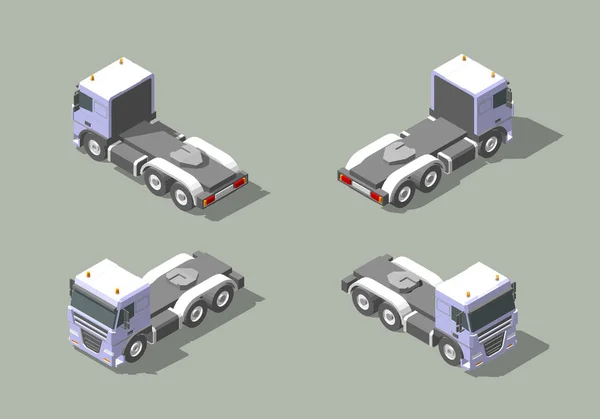 Caminhão cabine em quatro visualizações ícone isométrico desenho gráfico vetor ilustração. Elementos infográficos — Vetor de Stock