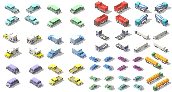 Transporte conjunto isométrico ícone vetor gráfico ilustração design. elementos infográficos — Vetor de Stock