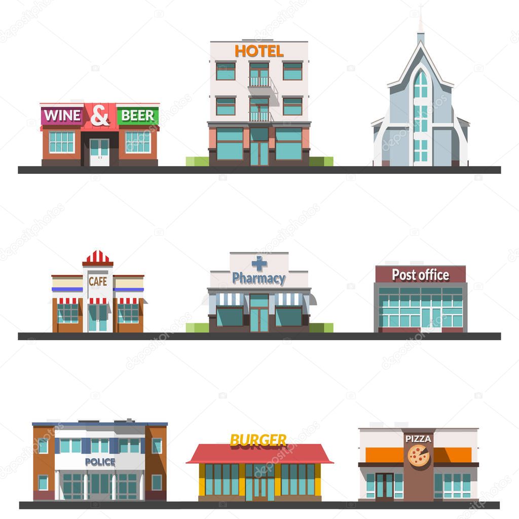 Flat design urban landscape vector illustration