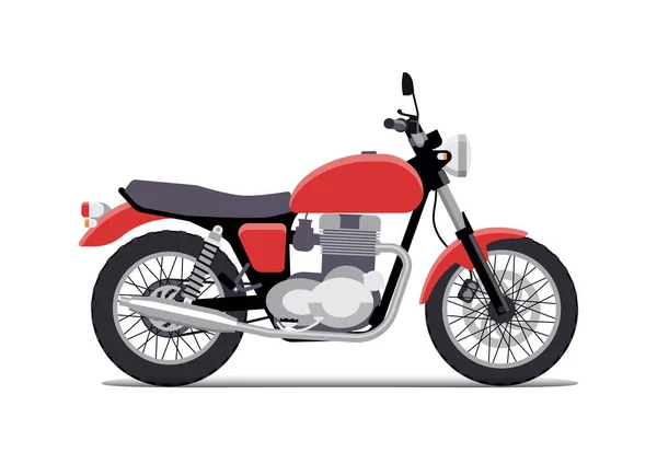 Kırmızı klasik motosiklet tasarım düz stil. Beyaz arka plan üzerinde izole — Stok Vektör