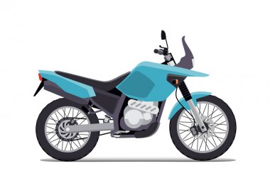 off road, kavram, aktif yaşam tarzı, enduro motosiklet seyahat. Düz vektör çizim. Beyaz arka plan üzerinde yalıtım