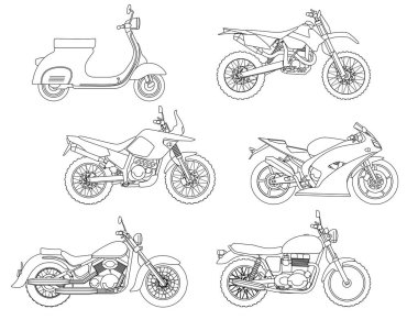 El boyama kitabı için bir vektör yeni motosiklet çizim tarzı çizmek