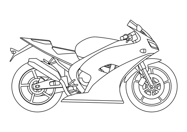 Estilo de dibujo a mano de un vector nueva ilustración de la motocicleta para colorear libro — Vector de stock