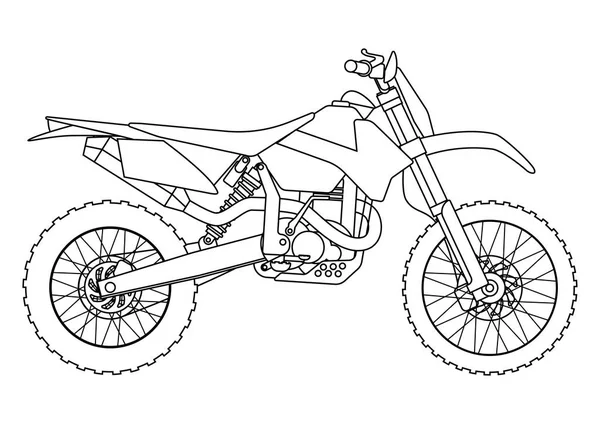 Estilo de dibujo a mano de un vector nueva ilustración de la motocicleta para colorear libro — Vector de stock