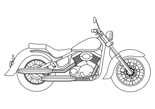 Hand Rita stil med en ny motorcykel vektorillustration för målarbok — Stock vektor