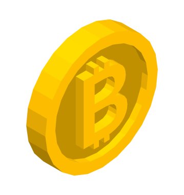 Bitcoin altın izometrik sembolü. Vektör çizimi 3d