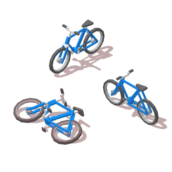 Bici azul isométrica. Para infografías, sitio y juegos. Ilustración plana vector 3d. Sobre fondo blanco Vector De Stock