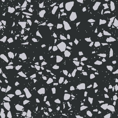 Siyah ve gri terrazzo parçalarıyla kusursuz bir desen..