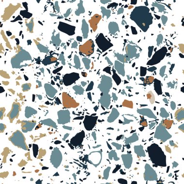 Terrazzo zemin mermeri, dikişsiz el yapımı desen. Geleneksel Venedik materyali.Granit ve kuvars taşları ve serpintileri cilalanmış yüzeylere karıştırılır. Mimari tasarımlar için soyut vektör arkaplanı