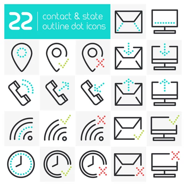 Contact Line Icons — Stock Vector