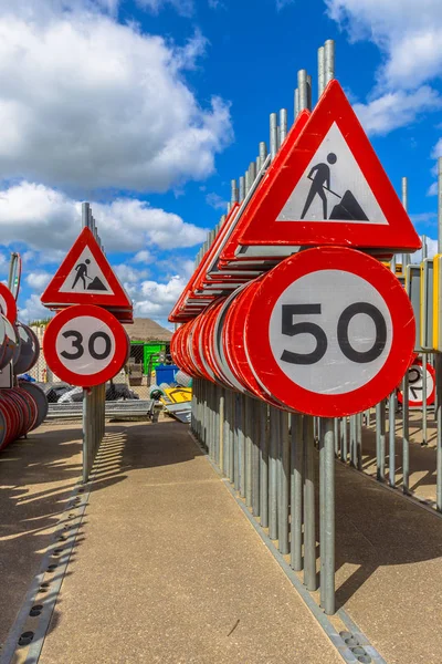 Work in progress speed limit signs — Stock Photo, Image