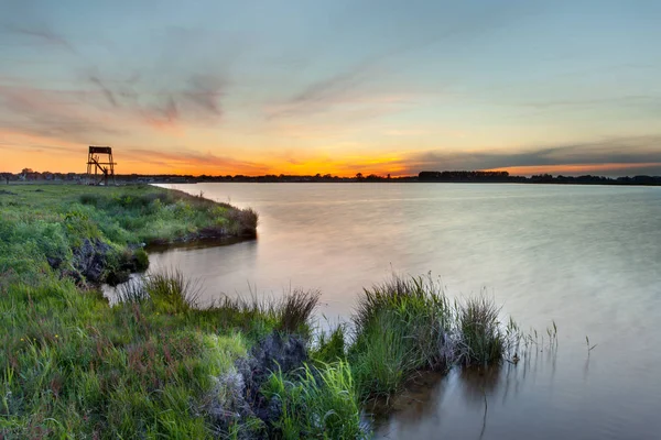 Meeroevers、Meerstad に沈む夕日 — ストック写真