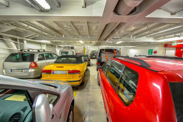 Passenger cars in marine ferry — Stock Photo, Image