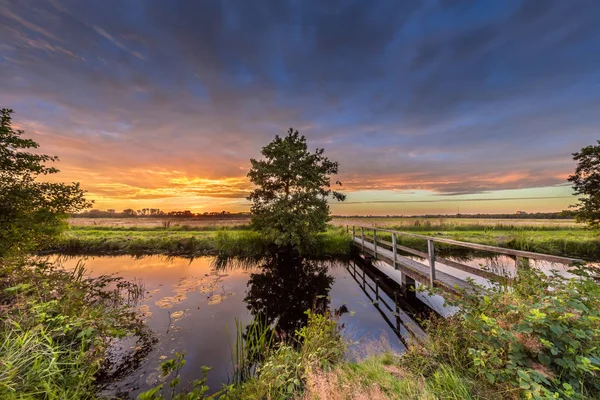 Houten voetgangersbrug — Stockfoto