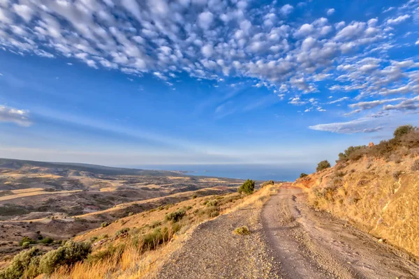 Mountain road with view over sea on Cyprus Island — Stock Photo, Image