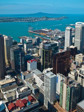Auckland city üzerinden havadan görünümü