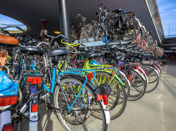 Parked Bicycles Groningen Station City Groningen Has Been Elected Most — Stock Photo, Image