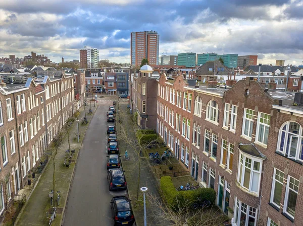 View of street with old apartment houses — Stock Photo, Image