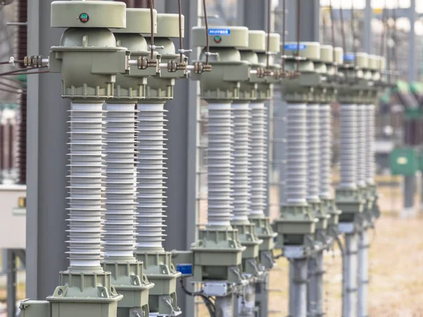 Modern isolators on power substation — Stock Photo, Image