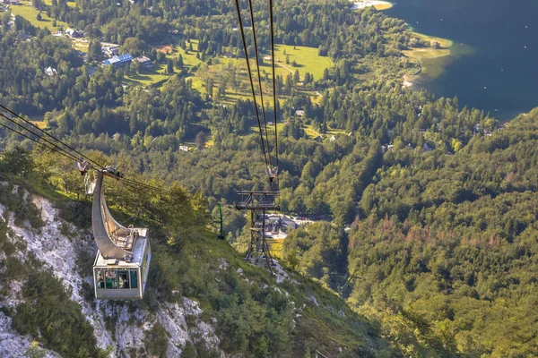 Gondola ski lift in mountain area
