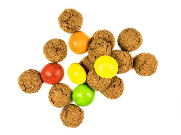 Bando de biscoitos pepernoten e doces — Fotografia de Stock