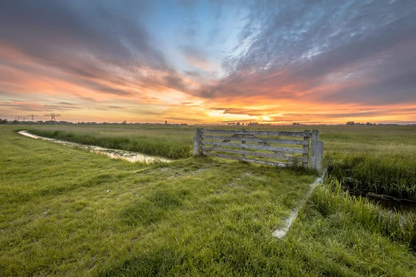 View of fence in dairy farmland — Stock Photo, Image