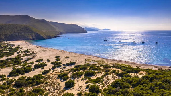 Luftutsikt Över Stranden Ostriconi Korsikas Nordöstra Kust Nära Ile Rousse — Stockfoto