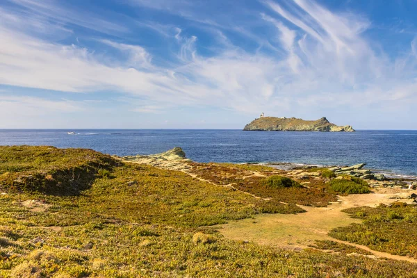 Punta Norte Cap Corse Con Vista Isla Giraglia Córcega Francia —  Fotos de Stock