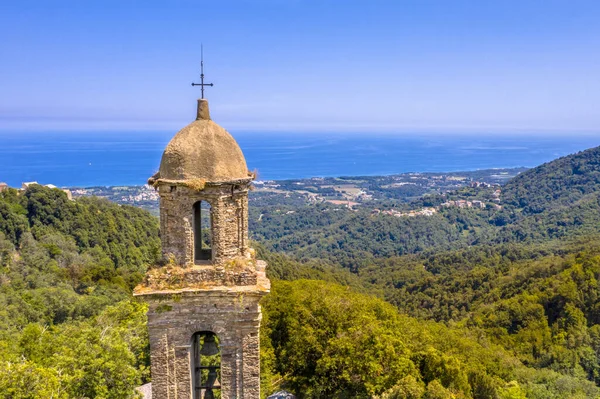 Torre Igreja Nas Montanhas Córsega Perto San Giovanni Moriani França — Fotografia de Stock