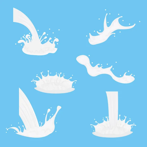 Milk Splash Set Vector — Stock Vector