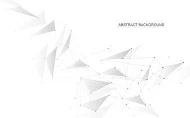 Noktaları ve çizgileri bağlayan vektör. Küresel ağ bağlantısı. Geometrik bağlı soyut arka plan.