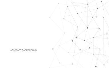 Noktaları ve çizgileri bağlayan vektör. Küresel ağ bağlantısı. Geometrik bağlı soyut arka plan.