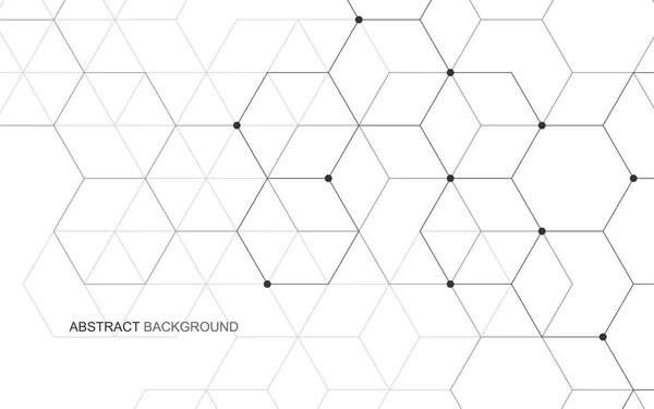 Fond hexagonal vectoriel. abstraction géométrique numérique avec des lignes et des points. Conception abstraite géométrique . — Image vectorielle